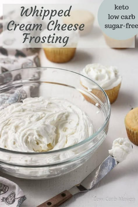 Low Carb Cream Cheese Frosting, Low Sugar Cream Cheese Frosting, Frosting With Heavy Whipping Cream, Low Sugar Frosting, Keto Cream Cheese Frosting, Sugar Free Cream Cheese Frosting, Keto Frosting, Sugar Free Whipped Cream, Sugar Free Frosting