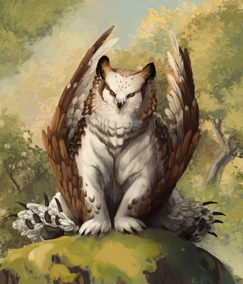 Owlbear Dnd, Dina Norlund, Owl Bear, Bear Painting, Mythical Creatures Fantasy, Mystical Animals, Mythical Animal, Cute Fantasy Creatures, Fantasy Beasts