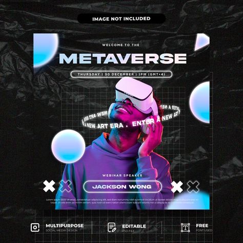 Tech Posters Design, Metaverse Design Graphic, Metaverse Design Poster, Metaverse Poster Design, Holographic Design Graphics, Holographic Poster Design, Futuristic Social Media Design, Tech Social Media Design, Holographic Graphic Design