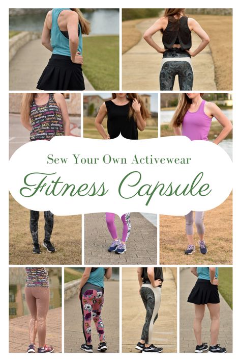 Sew Workout Clothes, Fitness Capsule Wardrobe, Activewear Sewing Patterns, Excersise Clothes, Workout Capsule Wardrobe, Sewing Activewear, Diy Leggings, Diy Workout, Women's Sewing Pattern