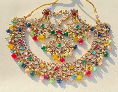 Ad Necklace, Beauty Corner, Gold Necklace Indian Bridal Jewelry, Gold Necklace Indian, Polki Necklace, Bridal Jewelry Collection, Indian Bridal Jewelry, Necklace Indian, Choker Necklace Set