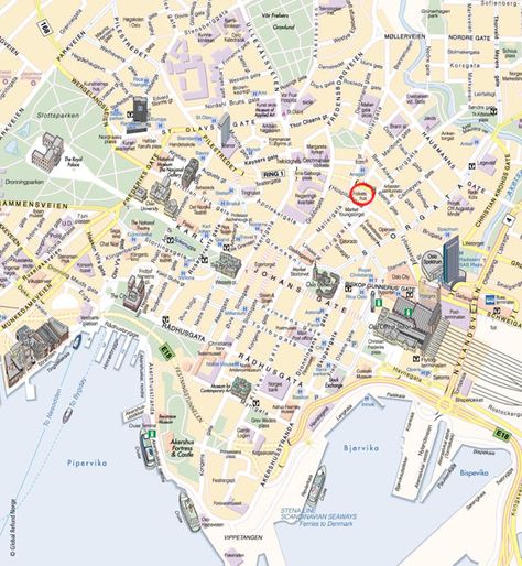 Detailed map of Oslo for print or download Oslo Map, Stockholm Shopping, Baltic Cruise, Chateau Versailles, London Pubs, Tourist Map, Royal Caribbean Cruise, Oslo Norway, Cruise Port