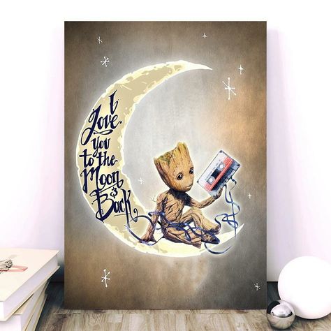 Baby Groot love you to the moon and back Galaxy Nursery, Marvel Nursery, Groot Tattoo, Superhero Nursery, Wooden Man, Penguin Art, Penguin Love, Baby Groot, Counted Cross Stitch Kits