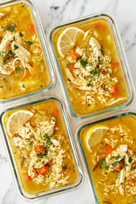 Lemon Chicken Orzo Soup {Easy One Pot Meal} - The Girl on Bloor Lemon Garlic Orzo Soup, Lemon Garlic Orzo, Gluten Free Orzo, Easy Lemon Chicken, Lemon Chicken Orzo, One Pot Wonder, Orzo Soup, Chicken Orzo Soup, Chicken Orzo