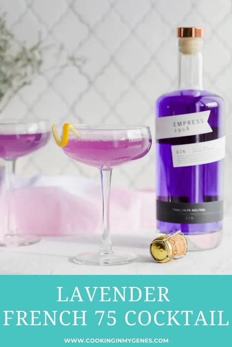 Lavender Gin Martini, Empress Gin Drinks, Gin Empress Cocktails, Empress Cocktail Recipes, Empress Gin French 75, Empress French 75 Cocktail, Empress French 75, Empress Gin Lavender Cocktail, Empress Gin Champagne Cocktail