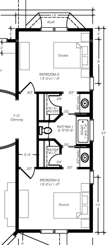 Help with main bath floorplan - Bathrooms Forum - GardenWeb Connected Bedrooms Layout, 2 Bedroom With Jack And Jill Bathroom, Two Entry Bathroom Layout, Jack And Jill Bathroom Ideas Separate Sinks, Shared Bathroom Floor Plan, Bathroom Connected To Two Bedrooms, Bedroom With Jack And Jill Bathroom Layout, Bathroom Layout Ideas No Tub, Jack And Jill With Separate Vanities