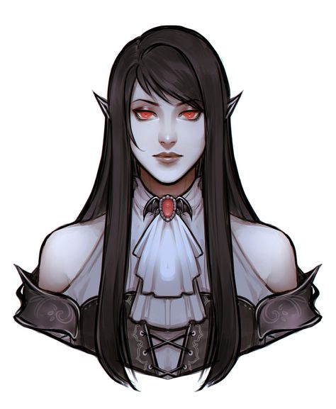 Vampire Siblings Art, Goth Witch Character Design, Dhampir Character Art, Pathfinder Magus, Vampire Dnd Character, Character Design Vampire, Dnd Vampire Art, Vampire Lady Art, Vampire Oc Female Art