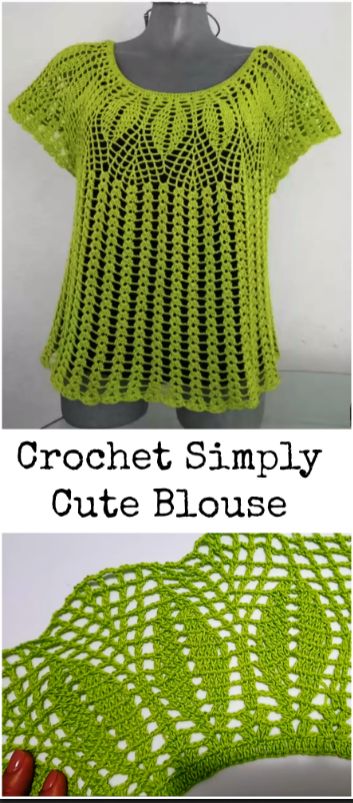 Crochet Simply Cute Blouse – Crochet Ideas Crochet Dress Ideas, Diy For Beginners, Crochet Bodycon Dresses, Crochet Top Dress, Blouse Crochet, Black Crochet Dress, Crochet Summer Tops, Amazing Video, Fun Crochet