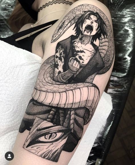 Sasuke Orochimaru Tattoo, Sasuke Tattoo, Bleach Tattoo, Sasuke Naruto, Naruto Tattoo, Muster Tattoos, Kawaii Tattoo, Anime Tattoo, Tatuaje A Color