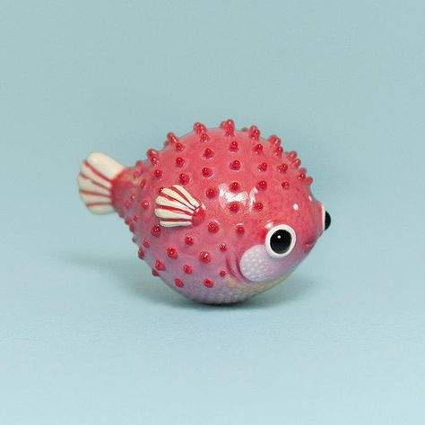 I have finished Strawberry Pufferfish that I promised as a special request for one person some time ago Oh I wish I could make all army of these little fat fishes, but that would take ages as these are super time consuming type of sculptures and I must get back to cosmic animals, because I want to make new etsy update as soon as possible after Easter! I wish you all have a great weekend with your friends and family #ramalama #ramalamacreatures #handmade #polymerclay #fish #pufferfis... Clay Fish, Puffer Fish, Fish Sculpture, Ceramic Fish, Clay Figurine, Have A Great Weekend, Pottery Crafts, Pottery Classes, Ceramics Pottery Art