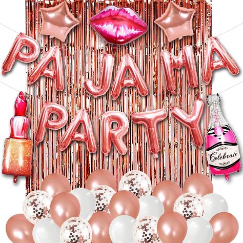 PRICES MAY VARY. Unleash the Magic: Celebrate her sleepover party in style with our pajama party decorations! From "PAJAMA PARTY" banners to beautiful red lip balloon, our slumber party supplies will transform her pajama party into a magical wonderland she'll cherish forever. Effortless Party Planning: Planning a memorable sleepover party celebration has never been easier! With our all-in-one girls slumber party supplies, you'll have everything you need to create an unforgettable pajama party at Girls Night Decorations, Pajama Party Decorations, Sleepover Party Decorations, Slumber Party Aesthetic, Pink Slumber Party, Adult Pajamas Party, Girls Pajamas Party, Slumber Party Decorations, Girls Slumber Party