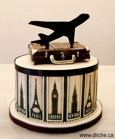 Cake Travel, Airplane Birthday Cakes, Cupcakes Birthday, Travel Cake, Birthday Cakes For Her, Anniversaire Harry Potter, Birthday Travel, Gateaux Cake, Birthday Cakes For Men