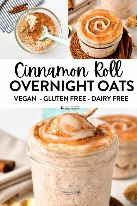 Overnight Oats With Jam, Overnight Instant Oats, Cinnamon Roll Overnight Oats, Gluten Free Overnight Oats, Rolled Oats Recipe, Oats With Yogurt, Overnight Oats Recipe Easy, Oats Recipes Breakfast, Refreshing Breakfast