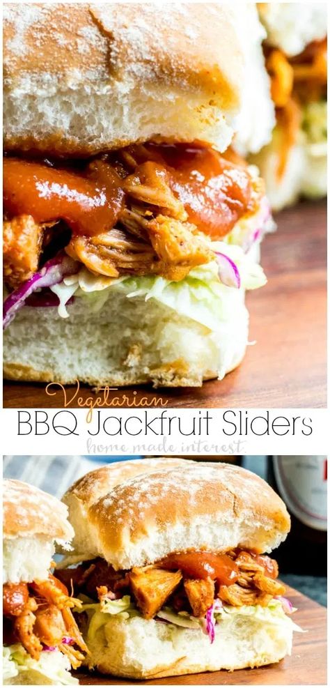 Ut Tailgate, Jackfruit Sliders, Slider Recipe, Easy Slider Recipes, Easy Slider, Canned Jackfruit, Wraps Recipes, Vegan Appetizer, Bbq Jackfruit