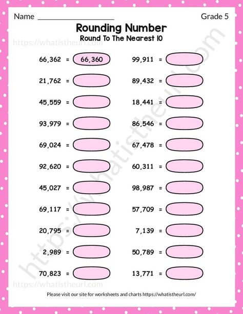 It is a worksheet for Grade 5 students. The students will read the number and round to the nearest 10. For example, 66362 will become 66,360.Please download the PDF Round numbers to the nearest 10 Nearest 10 Worksheet, Rounding Numbers, Maths Resources, Math Pages, Maths Worksheets, Hindi Worksheets, A Worksheet, Math Worksheet, Grade 5