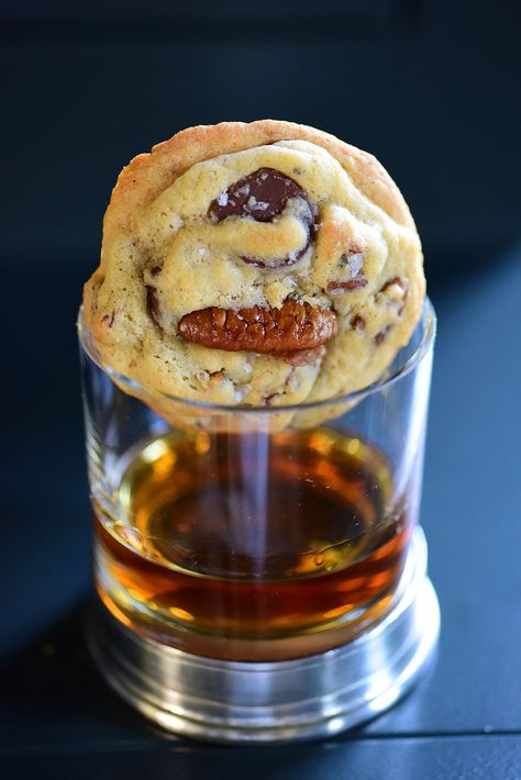 Brown Butter Bourbon Pecan Chocolate Chip Cookies — Styling My Everyday Bourbon Shortbread Cookies, Bourbon Pecan Chocolate Chip Cookies, Brown Butter Cookies Recipe, Bourbon Dessert Recipes, Cocktail Cookies, Brown Butter Bourbon, Bourbon Cookies, Butter Bourbon, Pecan Chocolate Chip Cookies