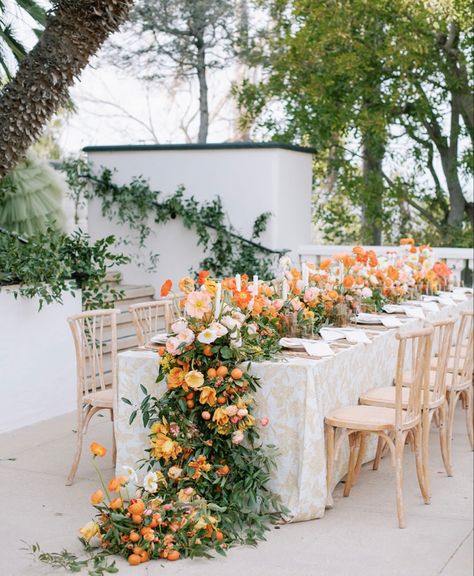 California Poppy Wedding, Table Settings Wedding, Table Decor Wedding, Citrus Wedding, Orange Blush, Spring Table Decor, Wedding Table Linens, Wedding Ceremony Arch, Spanish Wedding