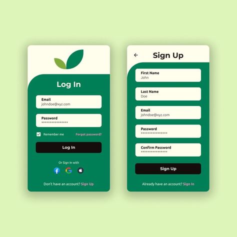 Log In and Sign up Page UI design for an app. #dailyui #uichallenge #uxui #designchallenge #uidesign #uxdesign Sign Up Page Ui, Log In Ui, Modern Landing Page, Desain Ux, Login Page Design, Login Design, Ui Website, Best Ui Design, Ui Ux App