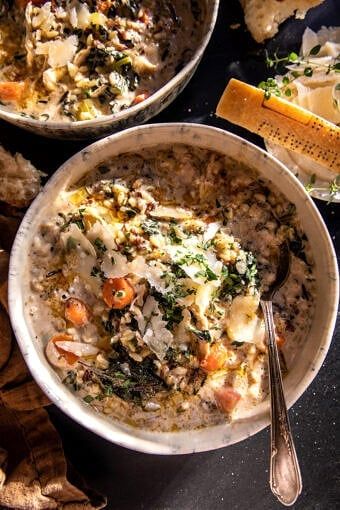 Cozy Wild Rice And Orzo Chicken Soup, Wild Rice And Orzo Chicken Soup, Chicken Soup Wild Rice, Instant Pot Dinner Healthy, Chicken Soup Half Baked Harvest, Chicken And Wild Rice Stew, Wild Chicken And Rice Soup, Half Baked Harvest Fall Recipes, Chicken Wild Rice Soup Instant Pot