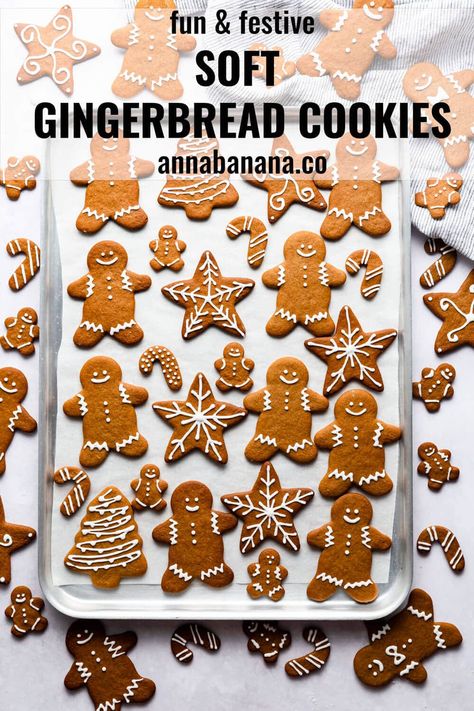 Easy and delicious recipe for soft gingerbread cookies. This festive classic is made with dark muscovado sugar, and packed with fiery ginger and warming cinnamon | annabanana.co Best Gingerbread Cookies, Soft Gingerbread, Soft Gingerbread Cookies, Anna Banana, Ginger Bread Cookies Recipe, Cookie Snack, Gingerbread Recipe, Gingerbread Man Cookies, Baked Goodies