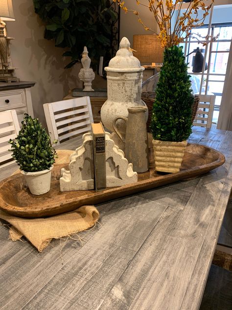 Wooden Bowls Decor Ideas, Wooden Bowls Centerpiece, Island Centerpiece Ideas, Wooden Bowls Decor, Large Dough Bowl, Dough Bowl Decor, Dough Bowl Centerpiece, Farmhouse Table Centerpieces, Bowl Decor