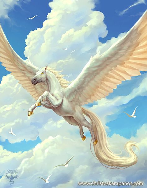 ArtStation - Pegasus, Christos Karapanos Briar Aesthetic, Greek Monsters, Pegasus Art, American Traditional Tattoo Ideas, Traditional Tattoo Ideas, Pegasus Unicorn, Magical Horses, Il Re Leone, Fantasy Horses