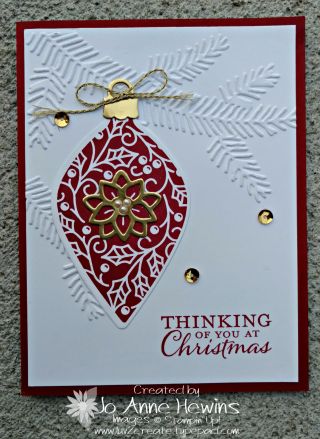 Embellished orn 1 Winter Karten, Stampin Up Weihnachten, Christmas Card Tutorials, Christmas Cards 2018, Stamped Christmas Cards, Christmas Card Ornaments, Simple Christmas Cards, Ornament Card, Homemade Christmas Cards