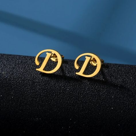 Alphabet Charms, Letter Earrings, Earring Stand, Daily Jewelry, Pierced Jewelry, Small Earrings Studs, Mens Designer Fashion, Stud Earrings For Women, Earring Crafts