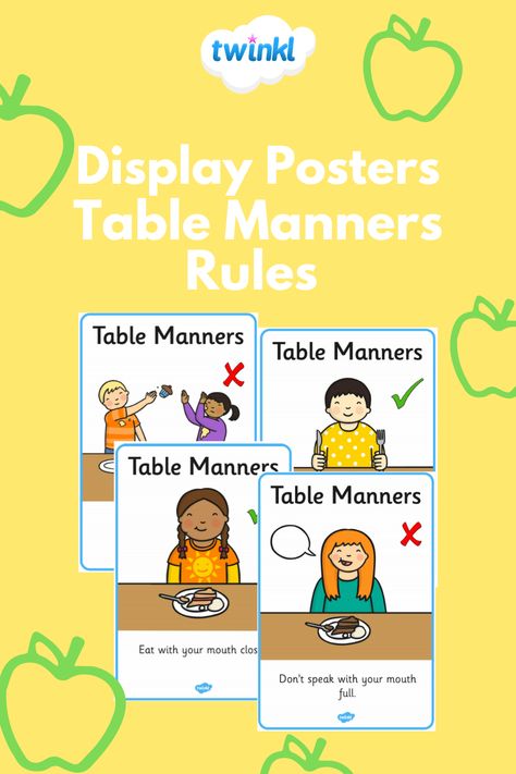 Table Manners Poster, Key Table, Display Posters, Table Manners, Don't Speak, Teacher Life, Posters Printable, Manners, Wales