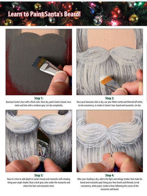 Learn to Paint Santa's beard! Santa Paintings, Christmas Canvas Art, Santa Beard, Christmas Paintings On Canvas, Tole Painting Patterns, Dresses For Wedding Guest, Holiday Painting, Dresses Aesthetic, Summer Dresses For Wedding Guest