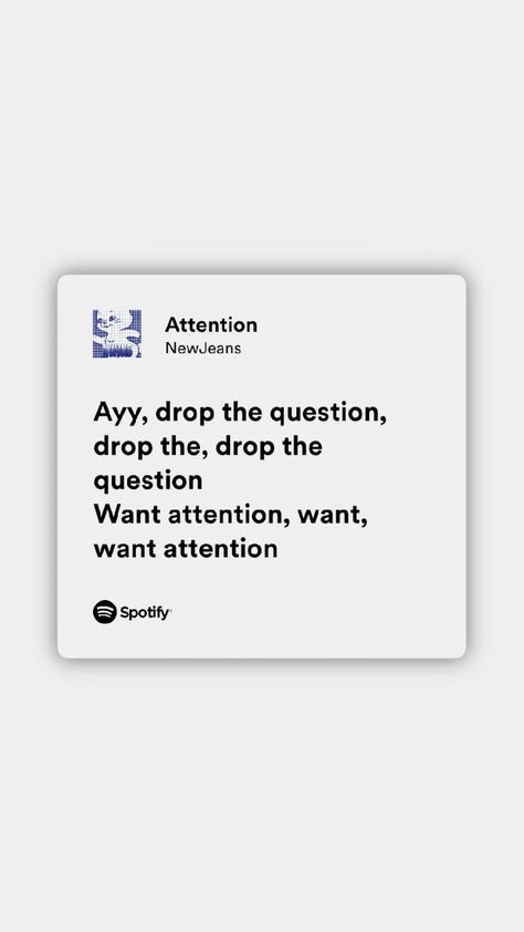 Spotify lyrics – attention by newjeans New Jeans Attention Wallpaper, Omg Newjeans Lyrics, Spotify Lyrics Aesthetic Kpop, New Jeans Lyrics, Kpop Lyrics Aesthetic, Attention Wallpaper, Attention Lyrics, Newjeans Lyrics, Spotify Png