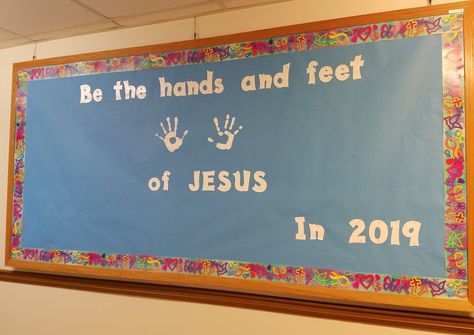 Lakeland United Methodist Church New Year's bulletin board Christian Bulletin Board Ideas, Bible Bulletin Boards, Christian Bulletin Boards, Church Bulletin Boards, School Doors, Church Bulletin, Bulletin Board Ideas, United Methodist Church, School Class