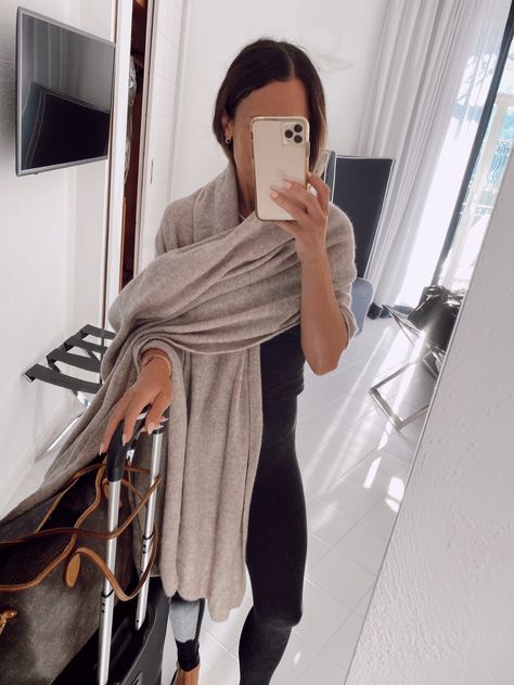 Cashmere Travel Wrap - 100% … curated on LTK Cashmere Shawls And Wraps, Travel Scarf Blanket, Cashmere Wrap Outfit, Cashmere Scarf Outfit, How To Wear Pashmina, Scarf Outfit Summer, Shawl Outfit, Cashmere Travel Wrap, Travel Wrap