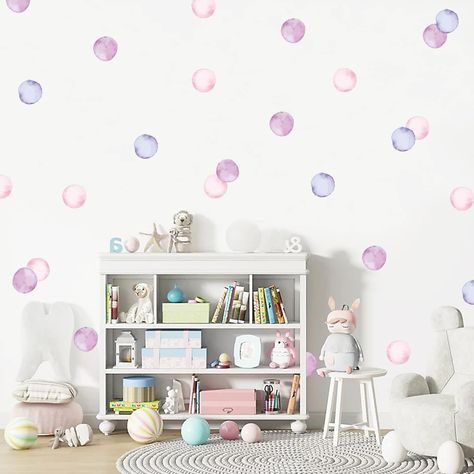 Amazon.com: Polka Dot Wall Decals Removable Watercolor Colorful Wall Sticker for Kids Baby Girls Living Room Bedroom Playroom (Pink Purple) : Baby Purple Playroom, Purple And Pink Toddler Bedroom, Kids Accent Wall Purple, Polka Dot Room Decor Girls Bedroom, Pink Polka Dot Nursery, Purple Girls Bedroom, Pink And Purple Polka Dots Wallpaper, Polka Dot Wall Decals, Polka Dot Walls