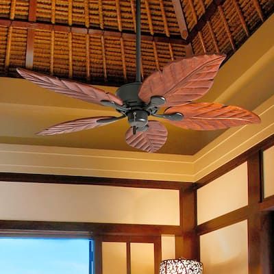 Ceiling Fans | Find Great Ceiling Fans & Accessories Deals Shopping at Overstock Tropical Ceiling, Tropical Ceiling Fans, Wooden Leaf, Fan Hand, Outdoor Structure, Bronze Lighting, Transitional Wall Sconces, Cool Floor Lamps, Led Ceiling Fan