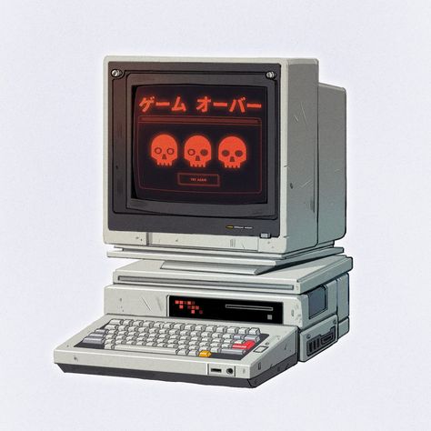 Old computer design 💾💀 #digitalart #conceptart #artwork #90saesthetic #animeaesthetics #90sanime Broken Computer, Old Electronics, Electronics Illustration, Old Computer, Computer Design, 90’s Aesthetic, Computer Art, Old Computers, 90s Anime