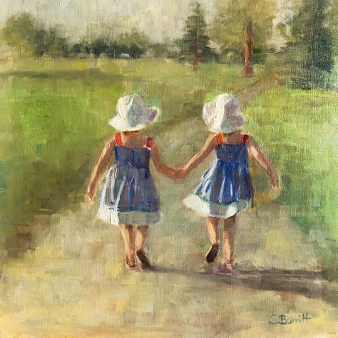 2 Best Friends Painting, Paintings Of Friends, Paintings People Will Buy, Happy Oil Painting, Oil Painting Figurative, Landscapes With People, Friends Painting Together, Painting About Friendship, Painting For Friendship