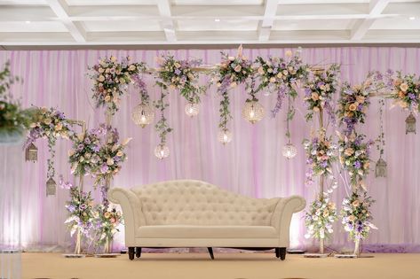 Love in Lavender🪻 Keerti & Muthappa Design, Production & Decor - @elegantweddingsindia Gorgeous Venue - @valura_venue Photography - @platform_9n3.4 #weddingdecor #elegantweddingsindia #weddingvenuebangalore #indianweddings Engagement Small Stage Decoration, Engagement Decorations Outdoor, Elegant Wedding Stage, Engagement Stage, Weddings 2024, Small Stage, Engagement Stage Decoration, Reception Stage, Reception Stage Decor