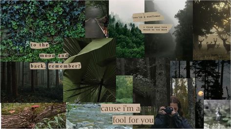 #wallpaper #lockscreen #collage #cottage #forest #forestvibe #nature #pnw #aesthetic #quotes Goblincore Laptop Wallpaper, Cozy Aesthetic Wallpaper Desktop, Fairy Grunge Aesthetic Wallpaper Laptop, Forest Green Aesthetic Wallpaper Laptop, Computer Lockscreen Wallpaper Aesthetic, Forest Aesthetic Wallpaper Laptop, Green Pc Wallpaper Aesthetic, Forest Wallpaper Laptop, Computer Collage Wallpaper