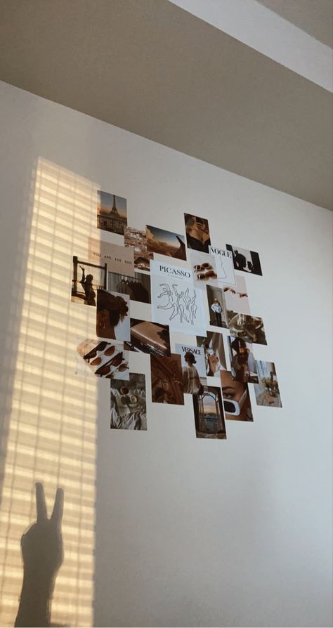 Wall Posters Brown Aesthetic, Brown Wall Collage Aesthetic, Wall Astetic Photos, Wall Decor Astetic, Tan Wall Room Ideas Bedrooms, Room Posters Aesthetic Printable Brown, Photos To Hang On Wall Aesthetic, Brown Astethic Pictures, Asthetic Wall Pictures College