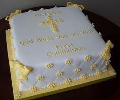 first communion cakes - Google Search Cake Daisies, Comunion Cake, Dedication Cake, Chantilly Cake, Bible Cake, First Holy Communion Cake, Slab Cake, Holy Communion Cakes, Cross Cakes