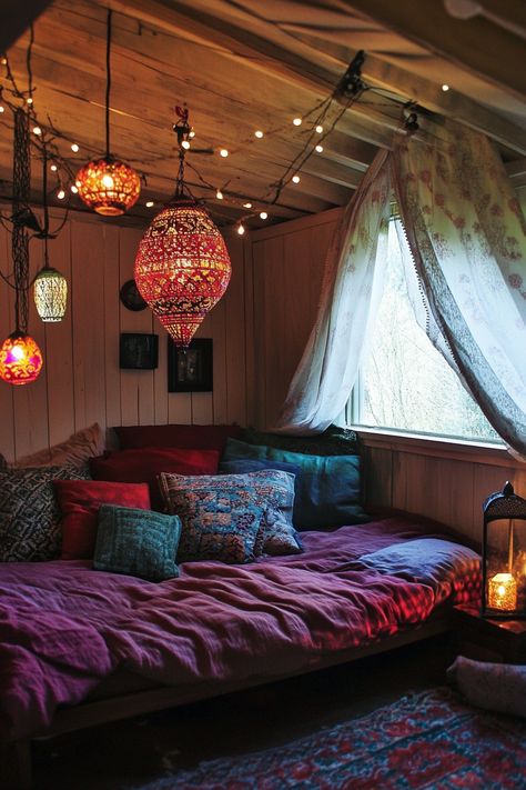 Micro bedroom concept. Moroccan lanterns hung around a cherrywood low platform bed.

Ready for an interior design pilgrimage around 55 of the globe's most boho-eclectic tiny house loft bedrooms? Prepare to delve into a world of vibrant color palettes, sustainably-sourced materials, and space-optimizing decor, all curated in snug sleeping lofts that flawlessly embody free-spirited living. Get inspired by these unique sleep sanctuaries…

Read more: https://tastyinteriors.com/generated-post-55-boho-eclectic-tiny-house-loft-bedrooms-globally-inspired-sleep-sanctuaries/ Micro Bedroom, Tiny House Loft Bedroom, Moroccan Lanterns Hanging, Bedroom Lanterns, Sanctuary Room, Wabi Sabi Dining, Slanted Ceiling Bedroom, Loft Bedrooms, Attic Nook