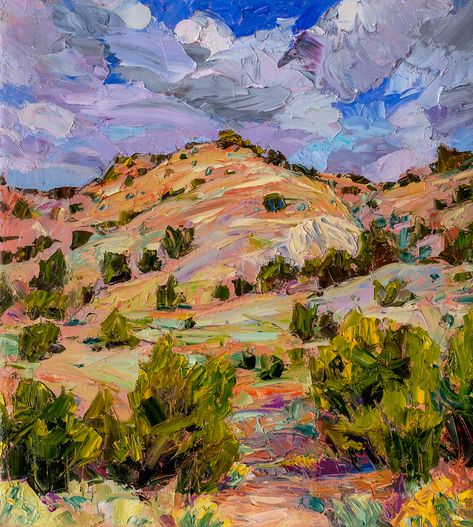 Galisteo Basin View, on the outskirts of Santa Fe, Ndew Mexico. Oil on linen, 20 x 18 inches. Desert Oil Pastel, Desert Paintings, Mexico Landscape, Santa Fe Art, Great Basin, Aesthetic 2024, The Joy Of Painting, Oil Pastel Drawings, Desert Art