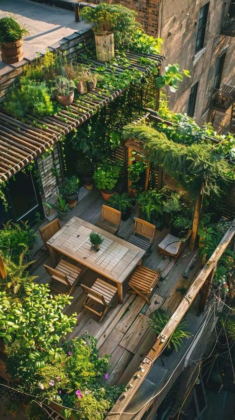 Small Rooftop Ideas, Small Rooftop, Urban Terrace, Tiny Terrace, Terrace Designs, Rooftop Ideas, Greenery Garden, Hidden Oasis, Scandinavian Garden