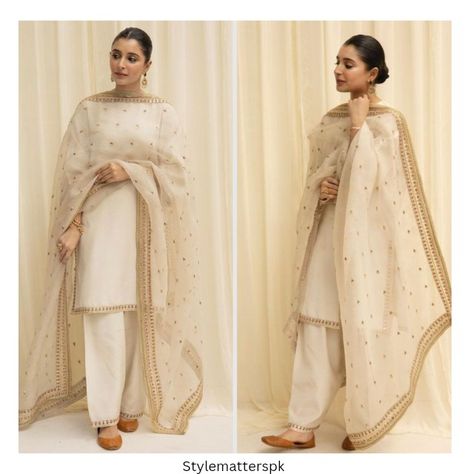 White Semi Formal Outfit, Fancy Shalwar Kameez, Ivory Outfit, Trendy Dress Styles, Desi Attire, Semi Formal Outfit, Nikkah Dress, Suit Ideas, Anarkali Dress Pattern