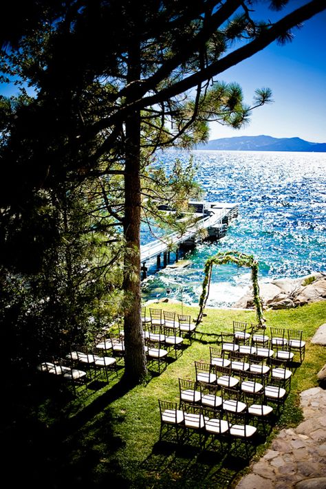 Junebug Weddings - Wedding Photo Gallery â€“ Photography - Ideas - decor Cottage Wedding, Wedding Photo Gallery, Wedding Beach Ceremony, Lakeside Wedding, Lake Tahoe Weddings, Beach Ceremony, Tahoe Wedding, Lake Wedding, Ceremony Location