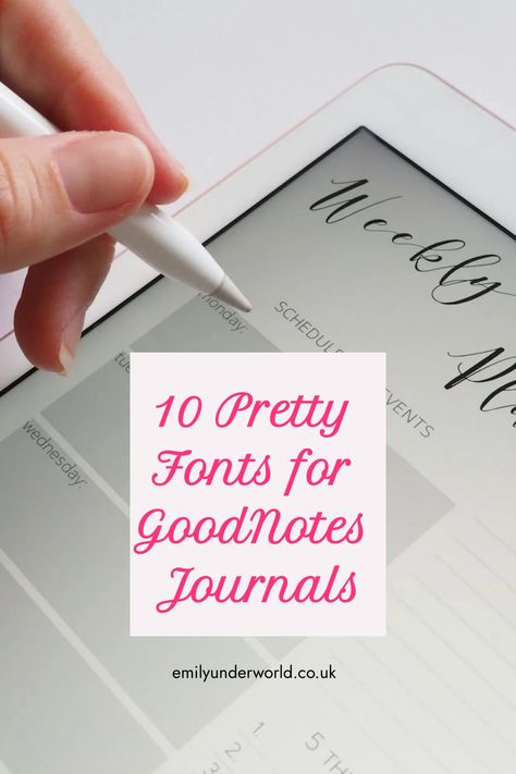 10 Pretty Fonts for GoodNotes Journals Best Fonts For Goodnotes, Best Goodnotes Fonts, Free Digital Planner Fonts, Ipad Fonts Free, Free Fonts For Goodnotes, Ipad Fonts For Notes, Goodnotes Handwriting Fonts Free, Goodnotes Fonts Free, Good Notes Bullet Journal Ipad