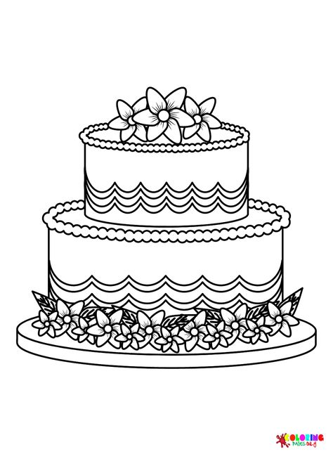 Coloring Pages Wedding, Cake Coloring Pages, Cake Coloring, Wedding Coloring Pages, Easter Coloring Pages, Unicorn Headband, Easter Colouring, Relaxing Colors, Heart Cake