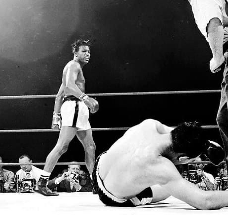 Sugar Ray Robinson victorious bout with Jake La Motta in 1951. Jake Paul Boxing, Mike Tyson Vs Jake Paul Poster, Iconic Boxing Photos, Old Boxing Photos, Sugar Ray Robinson, Boxing World Champion, Jesus Piece, Sports Page, Boxing Images