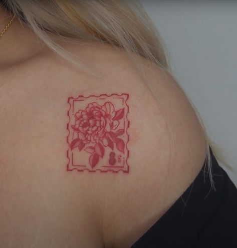 Stamp Tattoo, Red Tattoo, Handpoke Tattoo, Red Ink Tattoos, Cute Tiny Tattoos, Tattoo Portfolio, Dainty Tattoos, Aesthetic Tattoo, Sister Tattoos